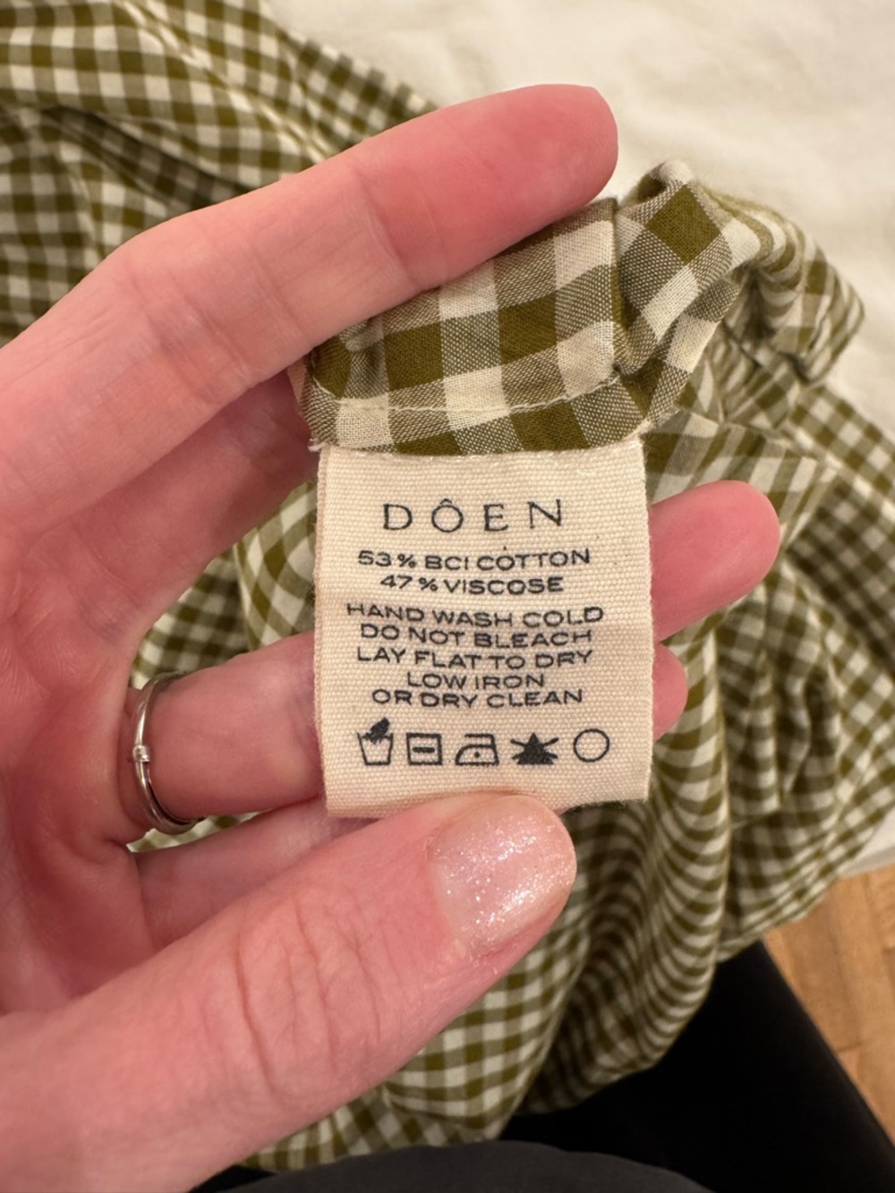 Super rare Doen Kennedy Dress in Olive Gingham size XXS - Picture 2 of 4